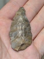 A nicely worked Neolithic leaf shaped flint spear head from Botley, Hants.