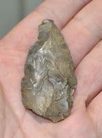 A nicely worked Neolithic leaf shaped flint spear head from Botley, Hants.