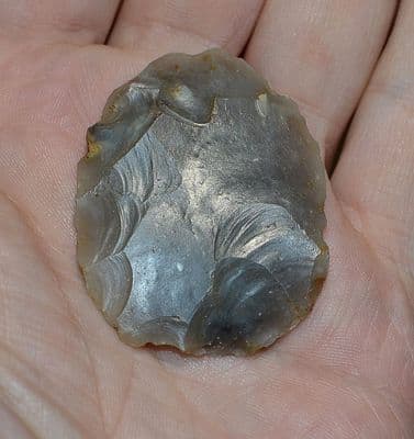 A nicely worked Neolithic semi-translucent discoidal flint scraper tool, Norfolk (M15) SOLD