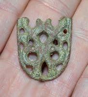 A ornately decorated Viking bronze Open work belt mount / strap end found in Norfolk. SOLD