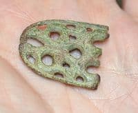 A ornately decorated Viking bronze Open work belt mount / strap end found in Norfolk. SOLD
