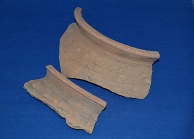 A pair of large, good  quality terracotta rim segments from two large Roman pots, Suffolk. SOLD