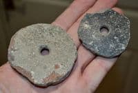 A pair of large Iron Age (Celtic) period terracotta Spindle Whorls, Germany SOLD