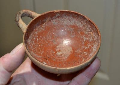A pleasant Ancient Greek (Apulian) single handled terracotta drinking cup, Southern Italian SOLD