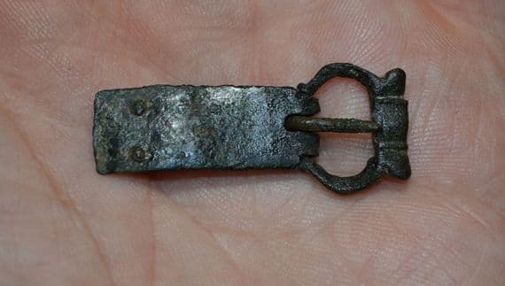 A pleasant and complete Medieval bronze buckle and plate from Nottinghamshire. SOLD