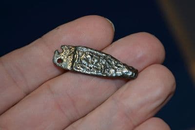 A pleasant Anglo Saxon Silver Zoomorphic strap end found in Norfolk. SOLD