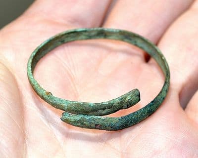 A pleasant Bronze Age Childs bronze spiral bracelet, Germany SOLD