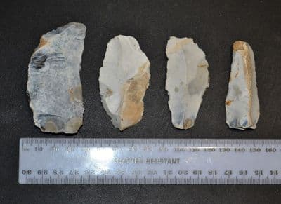 A pleasant group of 4 x Neolithic flint blade tools from Woodhenge, Salisbury Plain (N88) SOLD