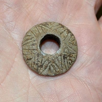 A pleasant Medieval lead Spindle Whorl from London. SOLD