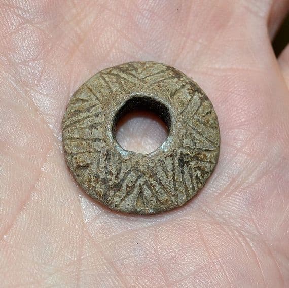 A pleasant Medieval lead Spindle Whorl from London. SOLD