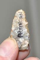 A pleasant Neolithic flint scraper and small serrated saw blade, Artington, Hants.