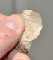 A pleasant Neolithic flint scraper and small serrated saw blade, Artington, Hants.