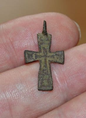 A pleasant Post Medieval bronze Crucifix (Cross) pendant, European. SOLD