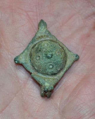 A pleasant Roman bronze Lozenge shaped Umbonate plate brooch, Norfolk. SOLD