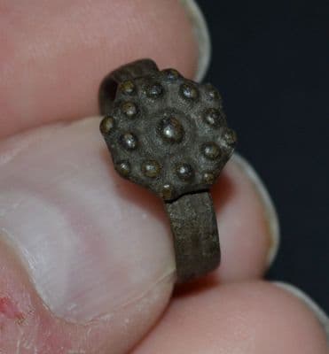 A pleasant Tudor period ladies bronze decorative finger ring, Yorkshire. SOLD