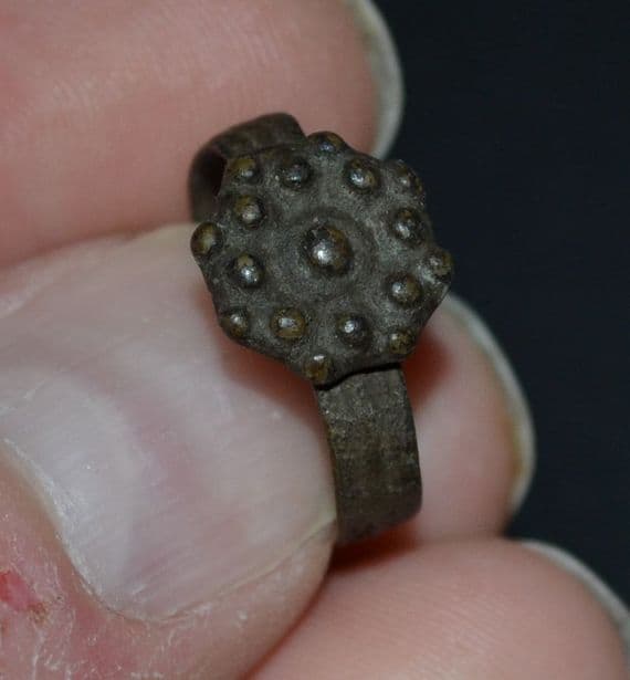 A pleasant Tudor period ladies bronze decorative finger ring, Yorkshire. SOLD