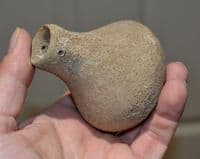 A rare and unusual Iron Age (Celtic period) terracotta flask with suspension holes, Germany. SOLD