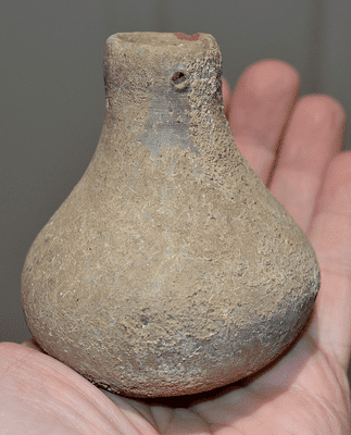 A rare and unusual Iron Age (Celtic period) terracotta flask with suspension holes, Germany. SOLD