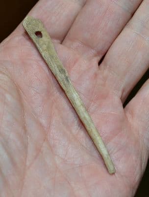 A rare Anglo Saxon carved bone sewing needle, Ipswich, Old Collection.