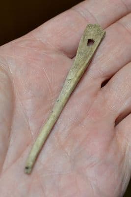 A rare Anglo Saxon carved bone sewing needle, Ipswich, Old Collection.