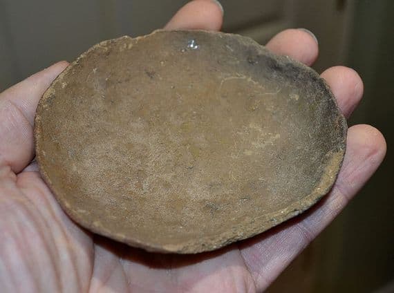 A rare Bronze age, fired clay shallow dish excavated in Germany SOLD