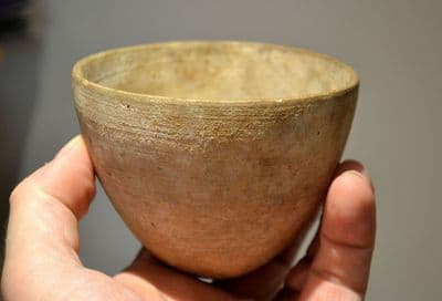 A rare, intact and very nice condition Ancient Egyptian Ptolemaic period terracotta drinking cup, Egyptian Delta. SOLD