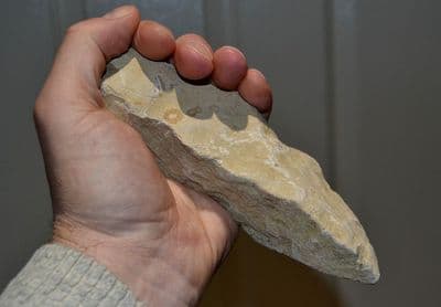 A rare, large and heavy Mesolithic flaked Limestone hand pick, Portland Bill, Dorset (N10) SOLD