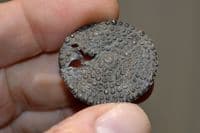 A rare late Anglo Saxon / Viking lead-pewter disc brooch featuring a raised dot design, found in River Thames, London. SOLD