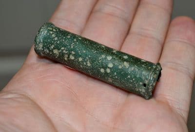 A rare Late Bronze age, bronze Spear shaft Ferrule still containing some original wooden spear shaft fragments, found in Wiltshire. SOLD