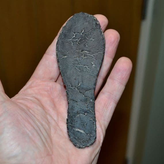 A rare leather sole from a Tudor Period Childs shoe, Wapping, London. SOLD