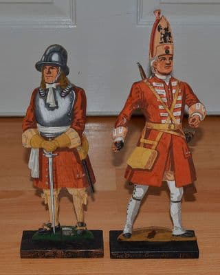 A rare pair of hand made & painted wooden military figures by Lt. E.V.Howell c.1930 (K26) SOLD