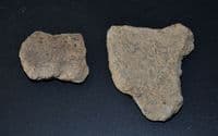A rare pair of Neolithic pottery shards, Dordogne, France. Ex.Old French Collection. SOLD