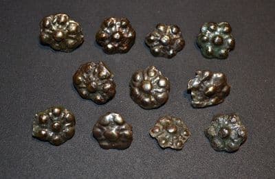 A scarce and unusual group of 11 x Medieval Silvered Bronze decorative belt studs found near Scarborough, North Yorkshire SOLD