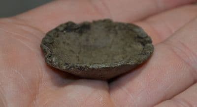A scarce and unusual Medieval miniature lead bowl found in Nottinghamshire. SOLD
