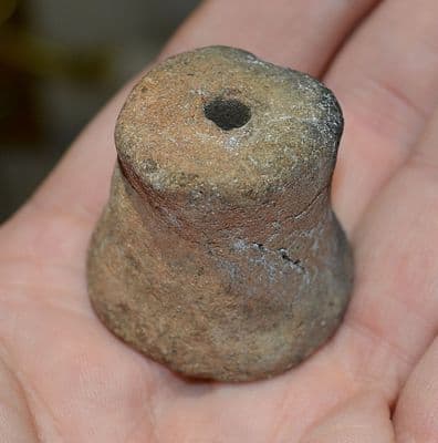 A scarce Early Bronze Age baked clay Spindle Whorl (for spinning yarn), Eastern Germany. SOLD