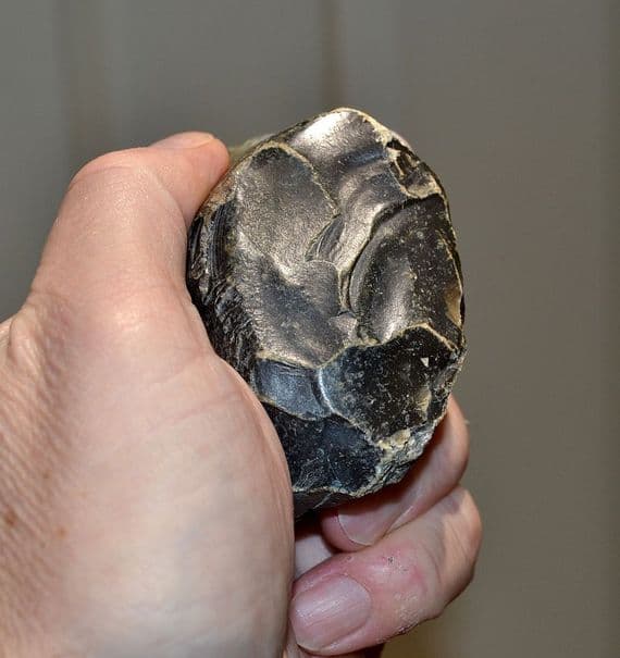 A scarce, extremely early Lower Paleolithic proto flint hand axe, Pakefield, Suffolk. SOLD