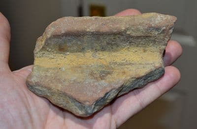 A segment of Roman pottery roof tile (Tegula) found in the River Thames, London (2) SOLD