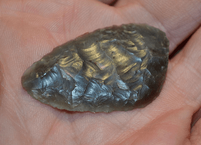 A small but beautifully pressure flaked Neolithic ovate flint knife from Kent. SOLD