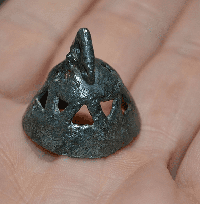 A small, scarce and unusual Anglo Saxon bronze ornate open-work bronze bell, found in the West Midlands. SOLD