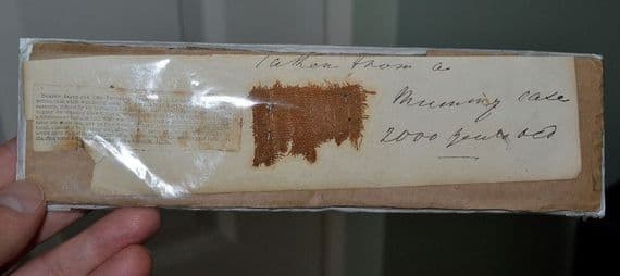 A small segment of linen wrapping from an Ancient Egyptian Mummy, Ex Lord Lindsay Coll., (K14)  SOLD