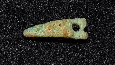 A small stylised Ancient Egyptian Faience amulet of Sobek (Crocodile God) SOLD