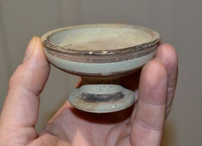 A super little Ancient Greek decorative pedestalled bowl, Southern Italy. SOLD