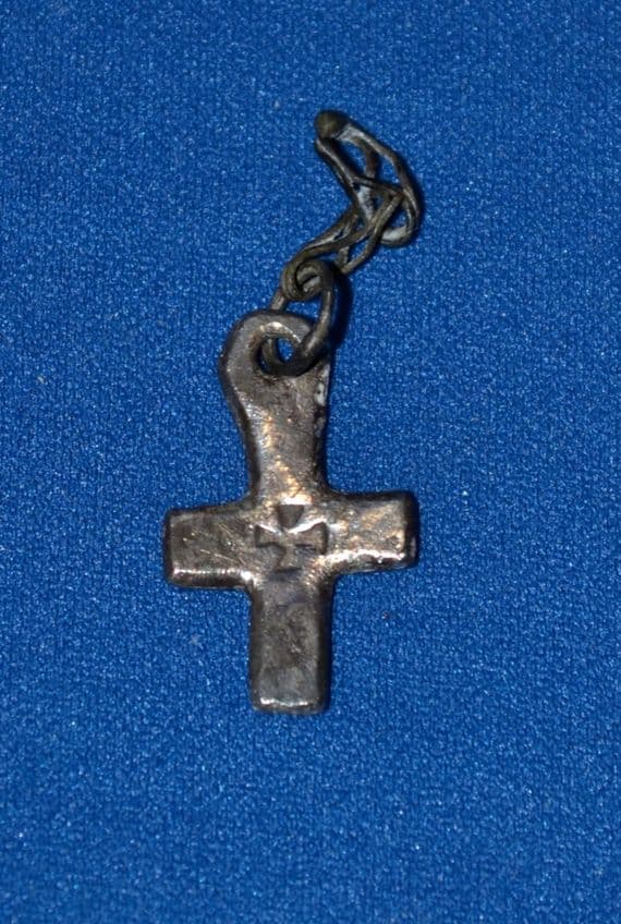 A super Medieval Byzantine Silver Crucifix [Cross] featuring a punched Maltese Cross design. SOLD