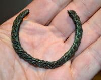 A superb and intricately made Viking period bronze wire ladies bracelet / bangle, Latvia. SOLD