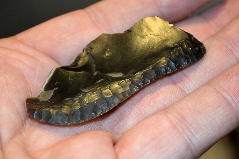 A superb Neolithic flint knife featuring a finely pressure flaked blade