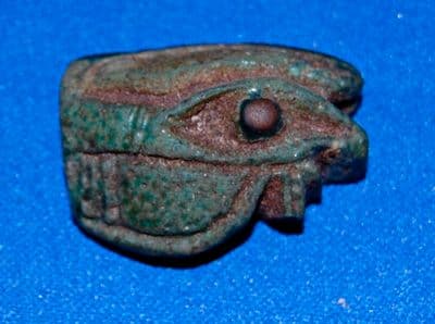 A very large Ancient Egyptian green glazed Eye of Horus amulet. SOLD