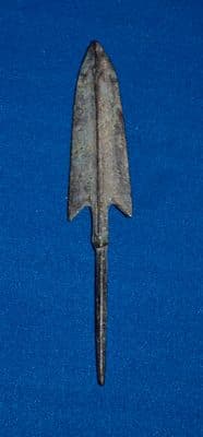 A very large and impressive Ancient Chinese bronze tanged arrowhead (Warring States Period). SOLD