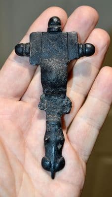 A very large and impressive Early Anglo Saxon Cruciform bronze brooch featuring a Dragonesque terminal from North Yorkshire. SOLD