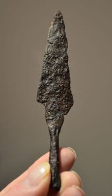 A very large and impressive Roman Military socketed Iron arrowhead. SOLD