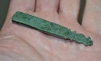 A very large and pleasant Medieval bronze strap end, Norfolk SOLD
